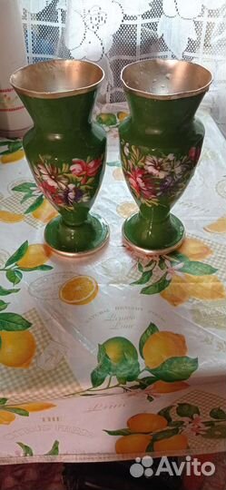 Ваза алюминиевая СССР расписная