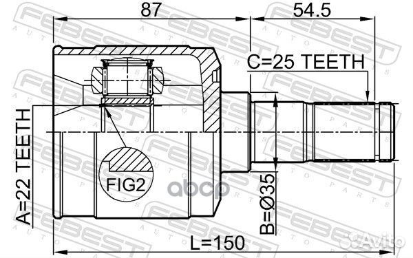 ШРУС внутренний 22X35X25 hyundai getz 02- 1211A