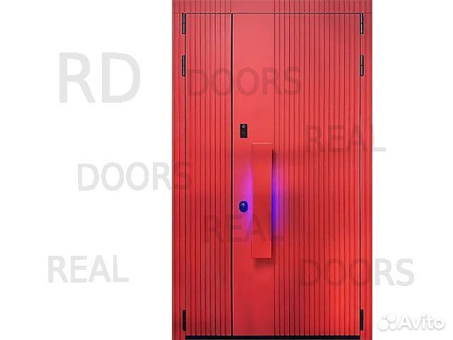 Двустворчатая дверь для улицы с подсветкой