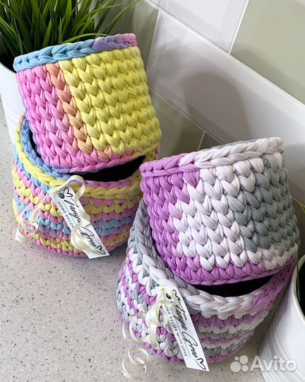 Вязаные корзинки набор