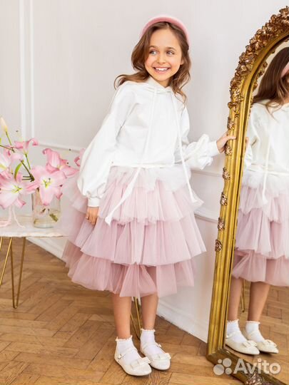 Костюм нарядный пудровый Роскошь с Детства