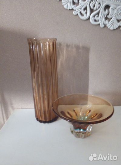 Вазы из цветного стекла СССР