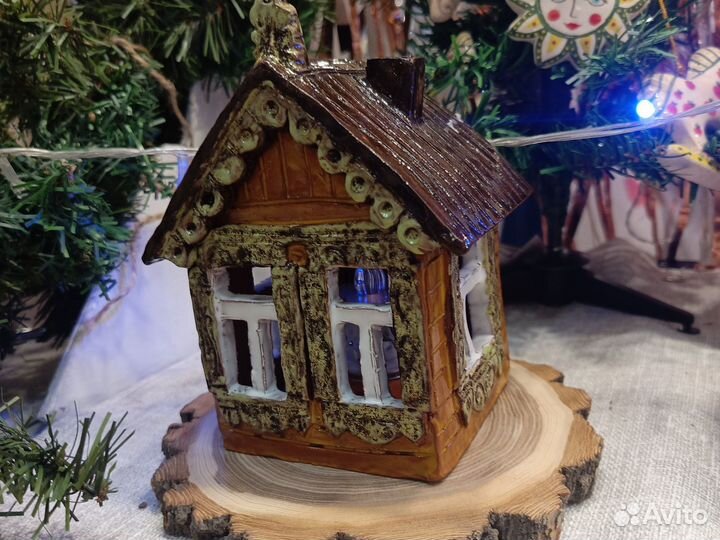 Светильник домик керамика