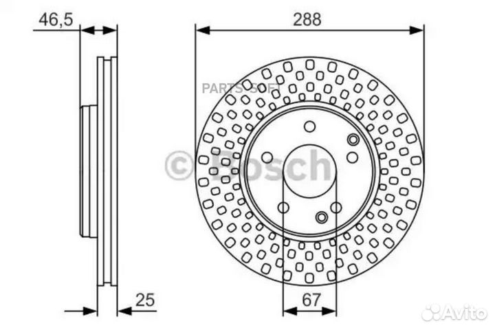 Bosch 0986479R69 Диск торм. пер.вент.288x25 5 отв