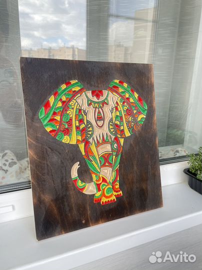Интерьерная картина деревяная слон