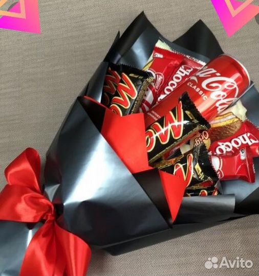 Торт из шоколадок, Букеты из конфет