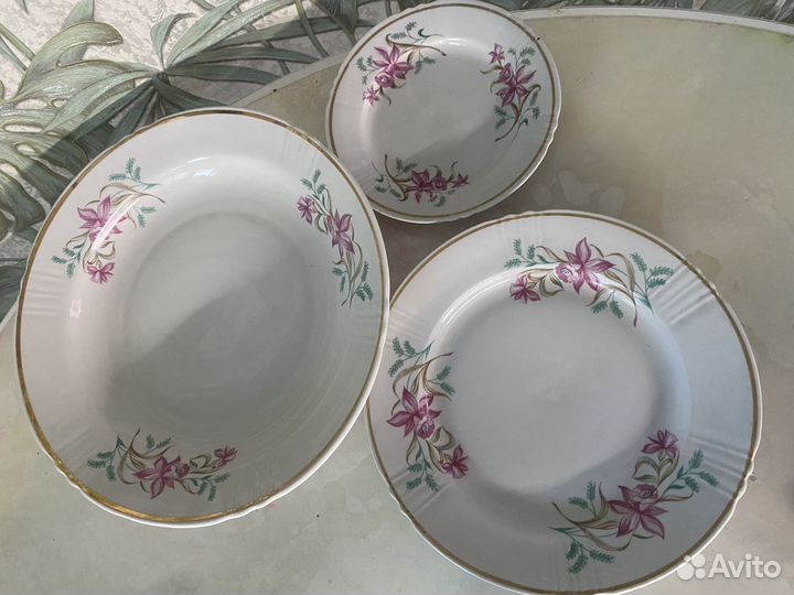 Тарелки Розовый нарцисс СССР Дружковка дфз
