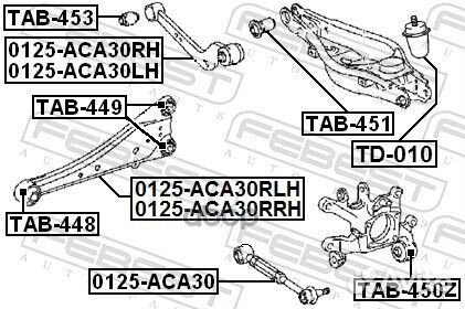 Тяга задняя продольная левая 0125ACA30RLH Febest