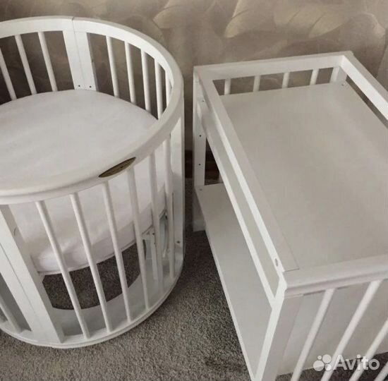 Детская кроватка-трансформер 7 в 1 с матрасом