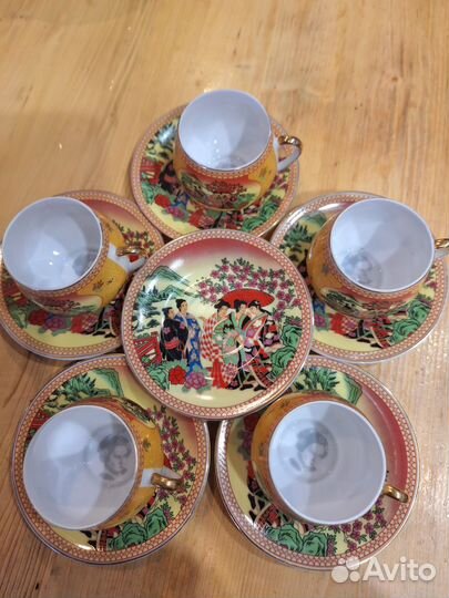 Старинные блюдо Кузнецов, кофейный набор