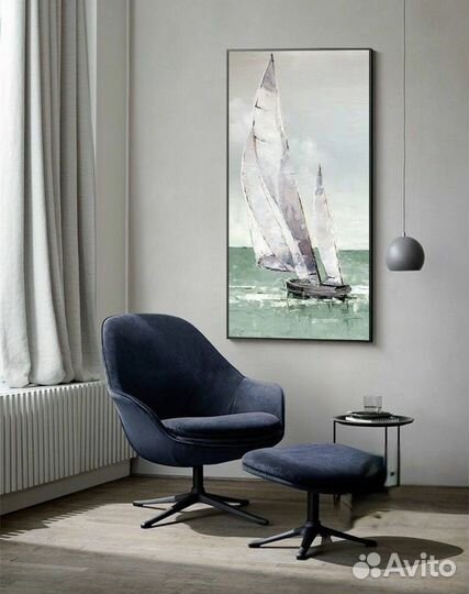 Картина маслом Парусник в море Интерьерные картины
