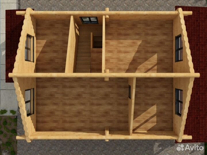 Сруб дома из бревна 210м2. Проект 