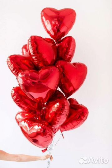 Гелиевые воздушные шары 5 сердец