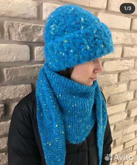 Шапка, бактус, снуд, шарф, комплекты, ручная работ