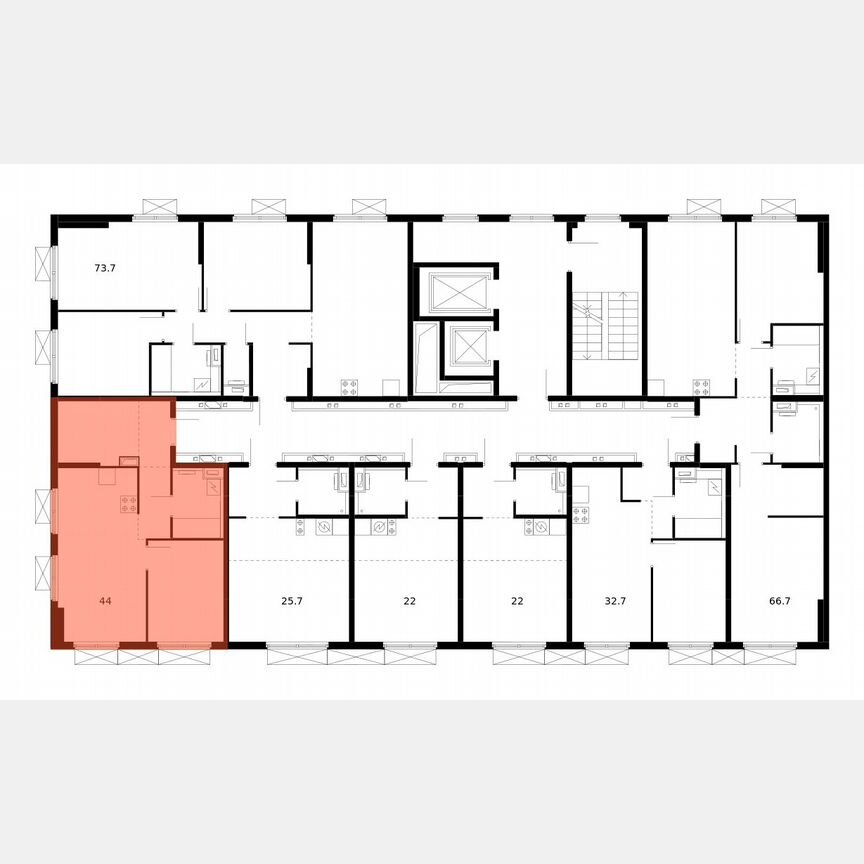 1-к. квартира, 44 м², 13/14 эт.