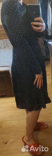 Платье на пуговицах миди в горошек 44