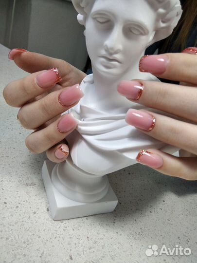 Наращивание.Маникюр,Гель лак, выкладной френч