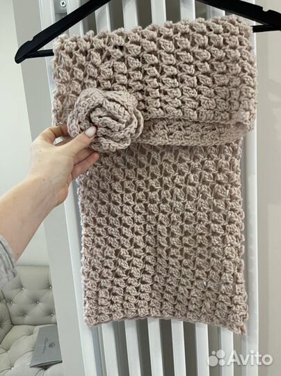 Шарф хомут снуд + брошка, ручная вязка на заказ