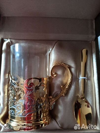 Чайный набор позолоченный (г.Златоуст)