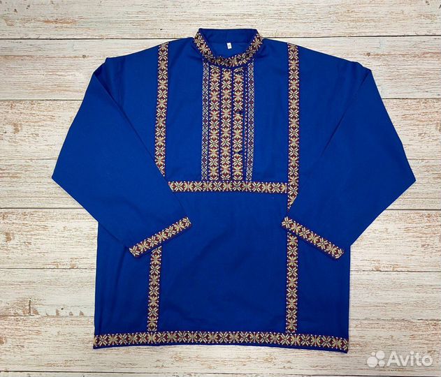 Русская народная рубашка синяя