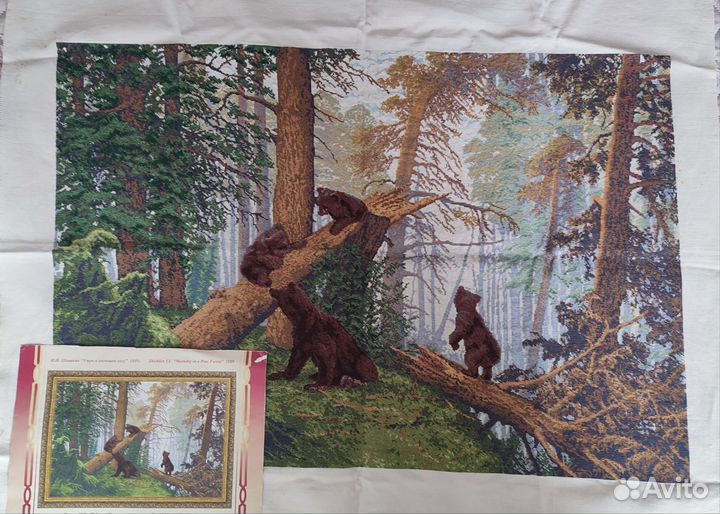 Картина вышитая крестом ручная работа ии Шишкин