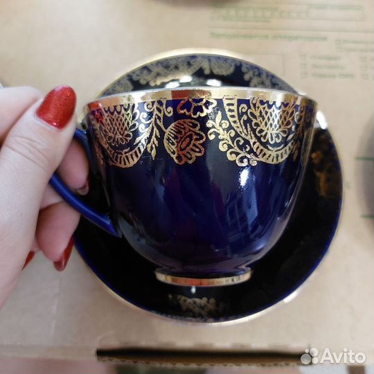 Чайный сервиз СССР лфз кобальт