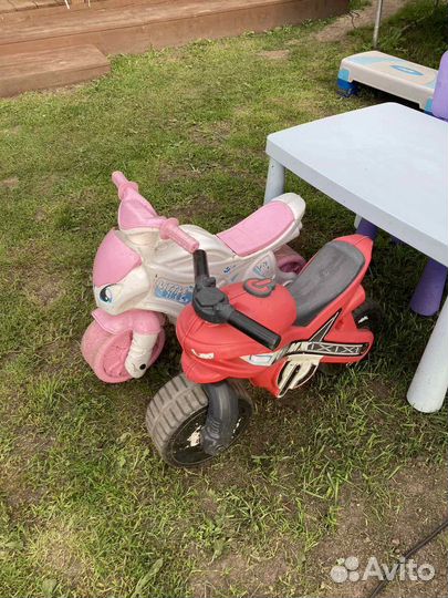 Мотоцикл-беговел каталка розовый красный
