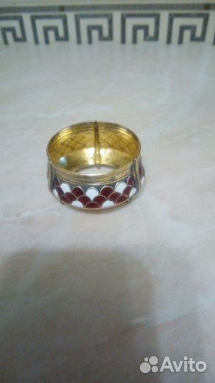 Солонка мельхиор с позолотой,эмаль СССР