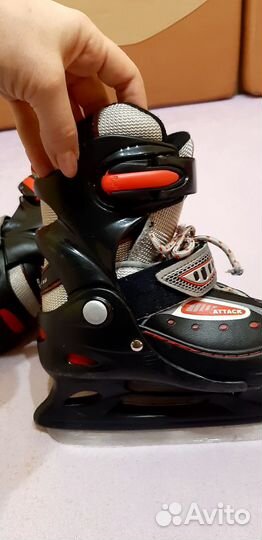 Коньки хоккейные детские, раздвижные, размер 30-33