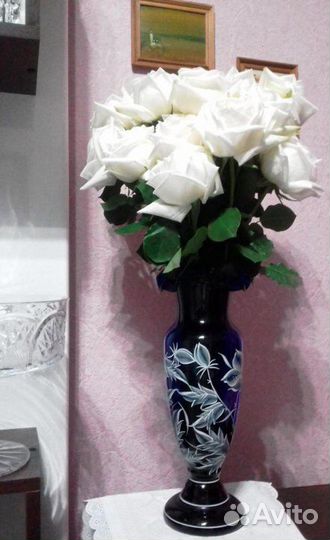 Ваза. Стекло/Богемия. Винтаж. Роскошная