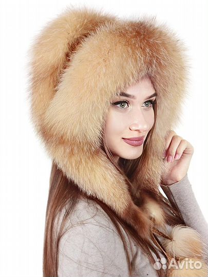Шапка женская, мех лисы