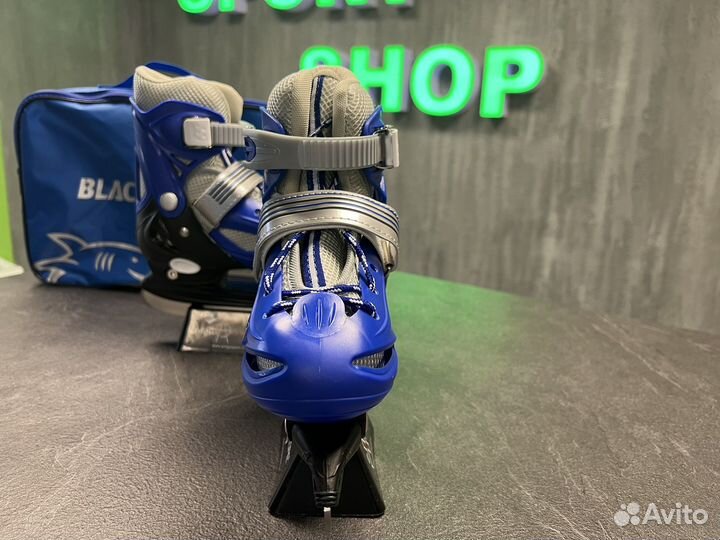 Детские ледовые коньки black aqua