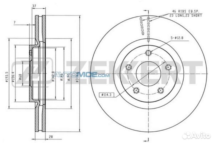 Диск торм. перед. Nissan Qashqai (J10) 07- Juke (F