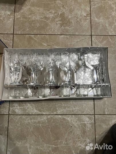 Подарочный набор бокалов + стопок хрусталь