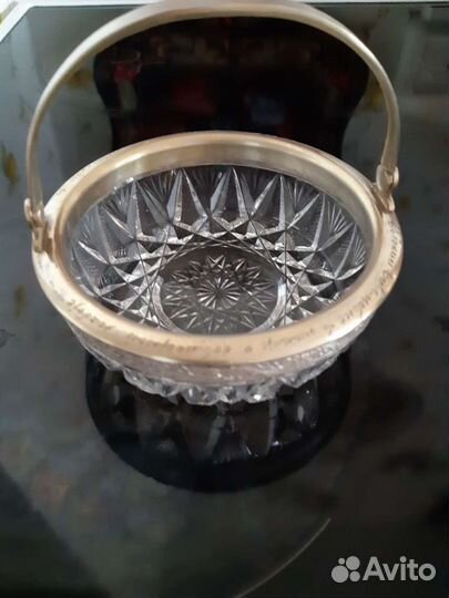 Конфетница хрусталь серебро *875