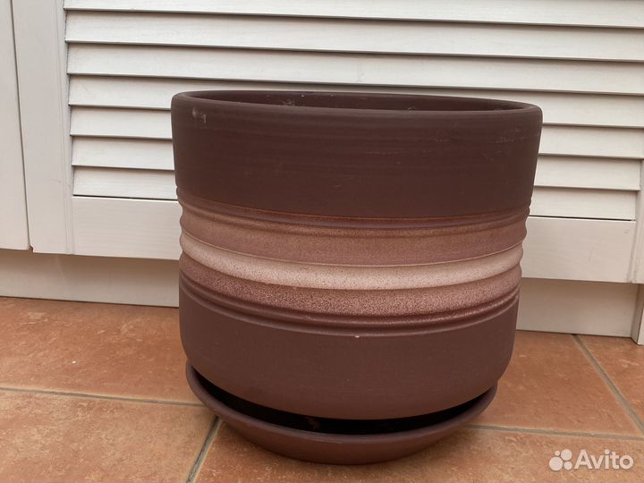 Горшок керамический большой коричневый