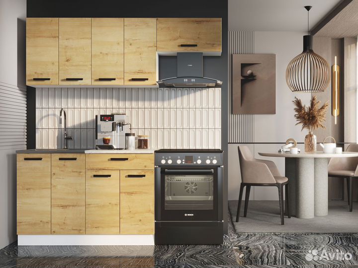 Кухня Хозяюшка 1,8 м, дуб вотан