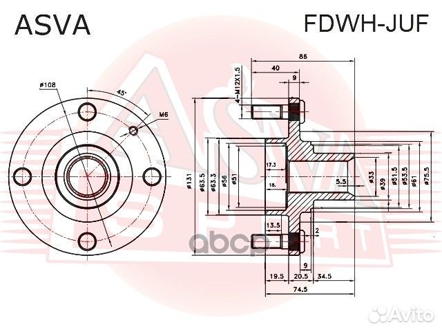Ступица колеса перед прав/лев fdwhjuf asva