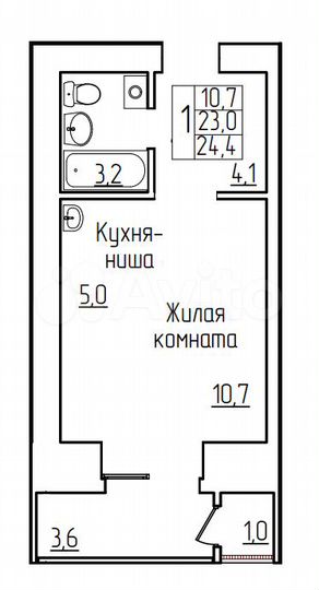 Квартира-студия, 24,4 м², 8/14 эт.