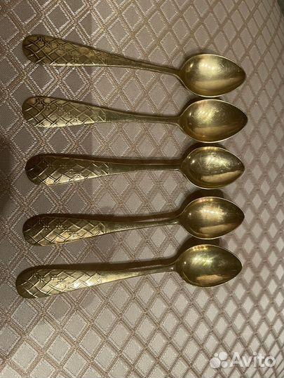 Ложки чайные серебряные, 5 шт., 875 проба, СССР