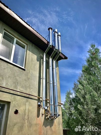 Монтаж дымохода и вентиляции