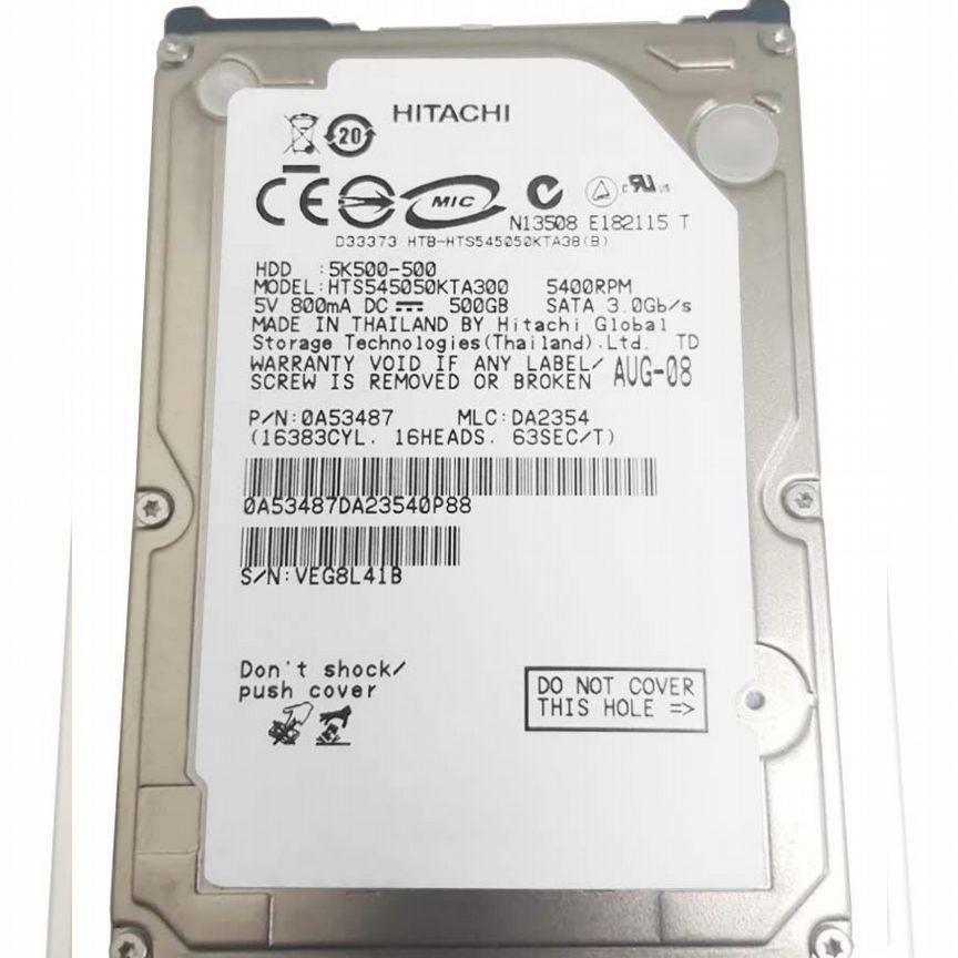 [0A53487] Жесткий Диск Hitachi 500gb Sata2 2.5" Hdd 0a53487