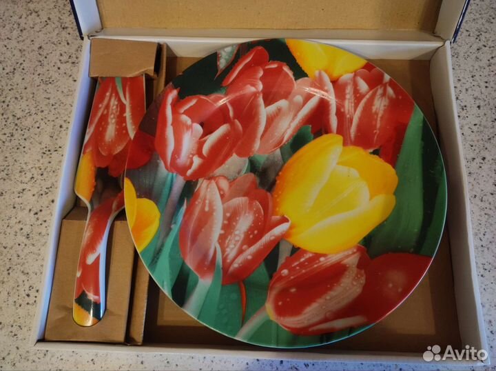 Набор для карвинга/торта тарелка и лопатка новое