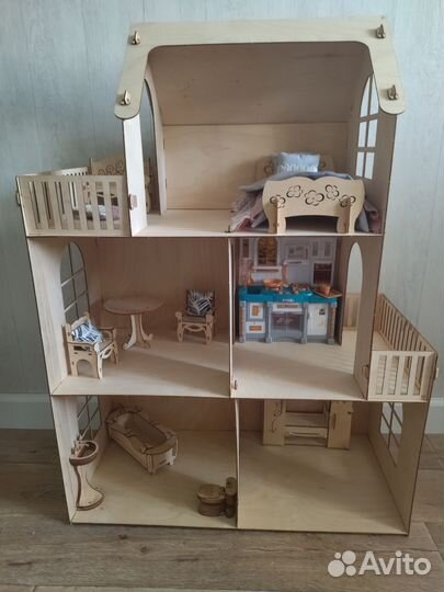 Кукольный домик для барби с мебелью