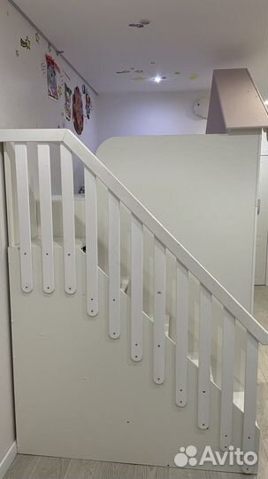 Детская кровать чердак домик с матрасом IKEA