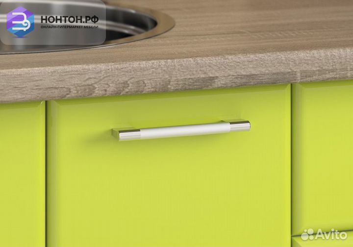 Кухня Яна 1.6 м белый / белая орхидея / лайм