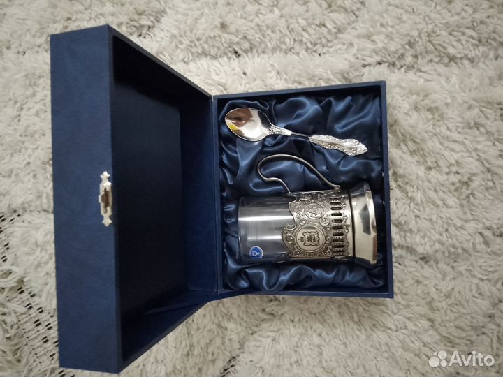 Чайный подарочный набор подстаканник с ложкой