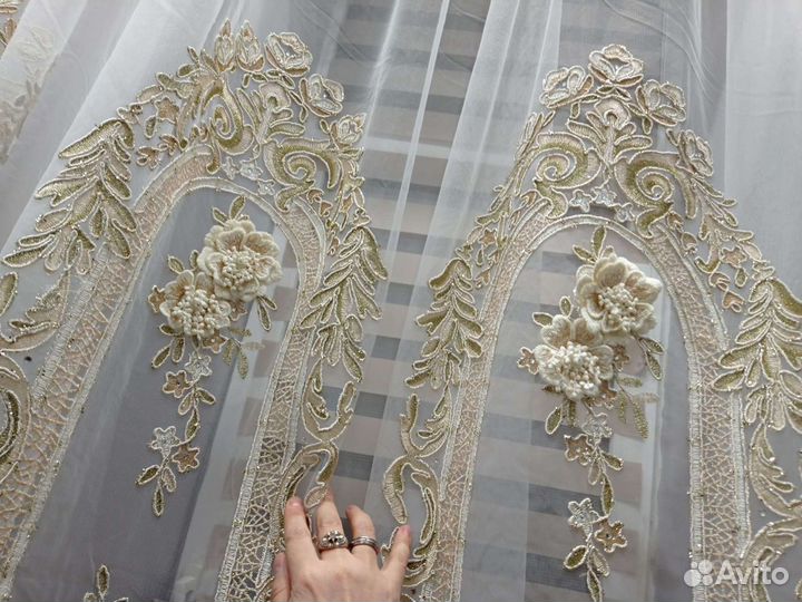 Итальянский тюль,сетка лепка,3D орнамент