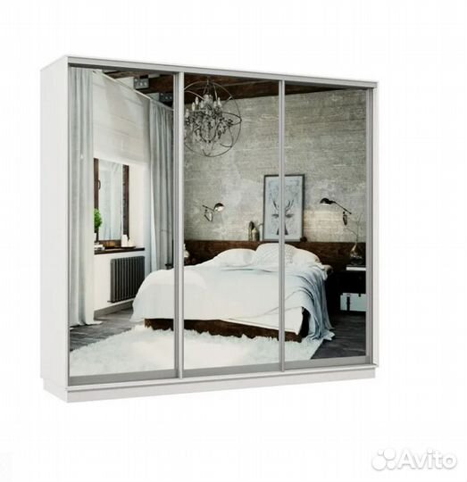 Шкаф-купе трёхдверный Прима белый