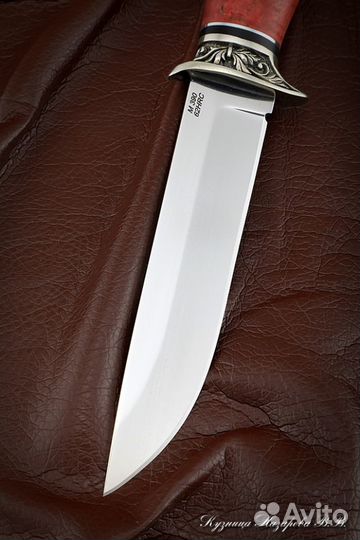 Нож охотничий Пехотинец M390 мельхиор береза